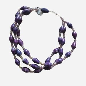 Purple Beaded Triple-Strand Bracelet